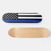 Skateboard Drapeau de police de la ligne bleue mince (Horz)