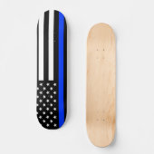 Skateboard Drapeau de police de la ligne bleue mince (Recto)