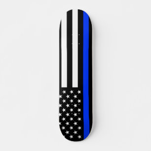 Skateboard Drapeau de police de la ligne bleue mince