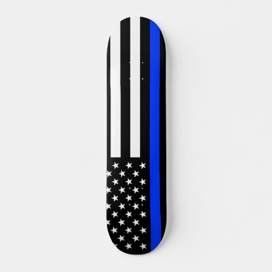 Skateboard Drapeau de police de la ligne bleue mince (Devant)