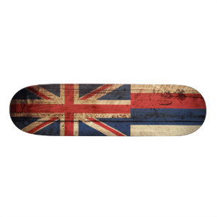 Skateboard Drapeau d'état d'Hawaï sur le vieux grain en boi