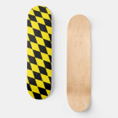 Skateboard Drapeau diamant de Bavière noire et jaune Motif (Recto)