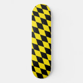 Skateboard Drapeau diamant de Bavière noire et jaune Motif (Recto)