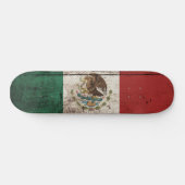 Skateboard Drapeau du Mexique sur le vieux grain en bois (Horz)