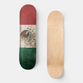 Skateboard Drapeau du Mexique sur le vieux grain en bois (Recto)