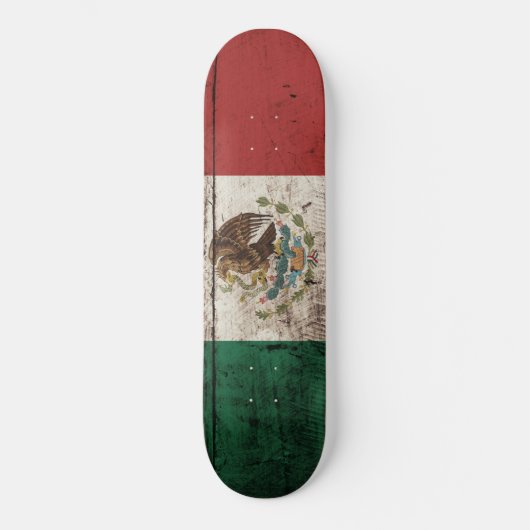Skateboard Drapeau du Mexique sur le vieux grain en bois (Recto)
