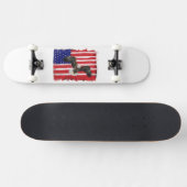 Skateboard Drapeau Et Aigle Peints D'Art Folk (Horz)