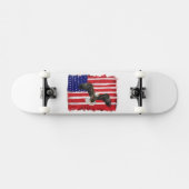 Skateboard Drapeau Et Aigle Peints D'Art Folk (Horz)