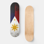 Skateboard Drapeau grunge noir de Philippines (Recto)