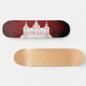 Skateboard Drapeau grunge noir du Cambodge (Horz)