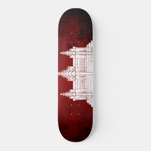 Skateboard Drapeau grunge noir du Cambodge (Recto)