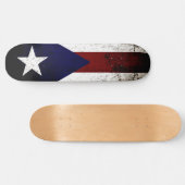 Skateboard Drapeau noir de Porto Rico Grunge (Horz)