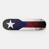 Skateboard Drapeau noir de Porto Rico Grunge (Horz)