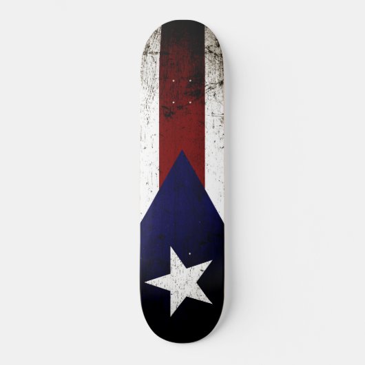 Skateboard Drapeau noir de Porto Rico Grunge (Recto)