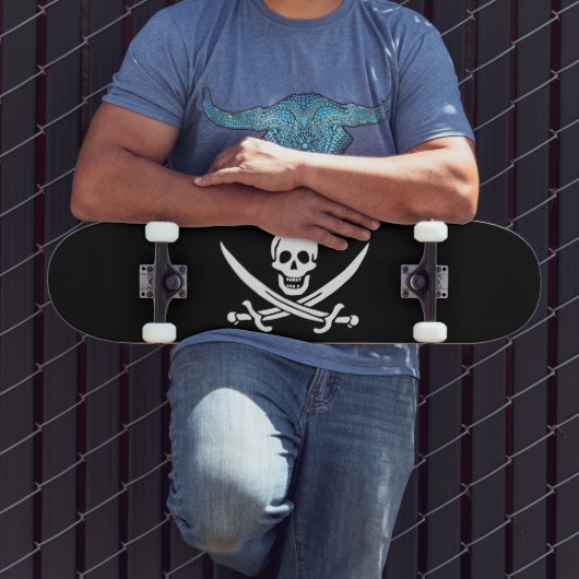 Skateboard Drapeau pirate crâne épées croisées (Extérieur 3)