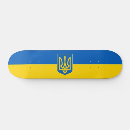 Skateboard Drapeau ukrainien avec armoiries (Horz)