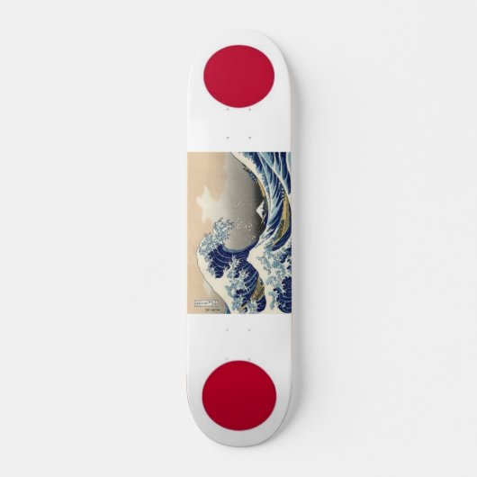 Skateboard Drapeaux du Japon avec la vague de Hokusai (Devant)