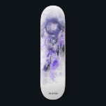 Skateboard *~* Dream Boho Catcher Sacré Tribal Shamanic<br><div class="desc">* Western BOHO American Watercolor Abstrait Dream Catcher Journey with nice Feathers as a Shamanic symbole for a Native American Spiritual Healer or BOHEMIAM design. * * *** Les couleurs sont principalement PURPLE LAVENDER, sur BLANC. Ce design ésotérique populaire boho créatif abstrait attrapeur de rêve moderne et de plumes sera...</div>