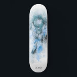 Skateboard *~* Dream Catcher Sacré Tribal Shamanic Boho<br><div class="desc">* Western BOHO American Watercolor Abstrait Dream Catcher Journey with nice Feathers as a Shamanic symbole for a Native American Spiritual Healer or BOHEMIAM design. * * *** Les couleurs sont pour la plupart MUTE TURQUOISE et TURQUOISE sur BLANC. Ce design ésotérique populaire boho créatif abstrait attrapeur de rêve moderne...</div>