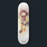 Skateboard *~* Dream Catcher Shaman Sacred Tribal Shamanic<br><div class="desc">* Western BOHO American Watercolor Abstrait Dream Catcher Journey with nice Feathers as a Shamanic symbole for a Native American Spiritual Healer or BOHEMIAM design. * . *** Les couleurs sont la tache rose ainsi que le pourpre et le gris de l'aubergine. Ce design ésotérique populaire boho créatif abstrait attrapeur...</div>