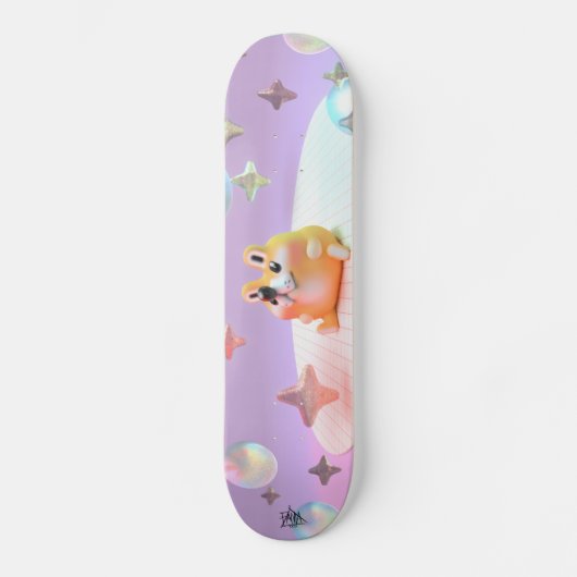 Skateboard Dreamy little bear, bubbles, et stars-yoga (Recto)