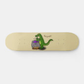 Skateboard Drôle alligator vert cuisine dessin animé (Horz)
