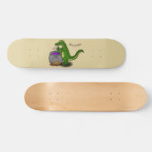 Skateboard Drôle alligator vert cuisine dessin animé (Horz)