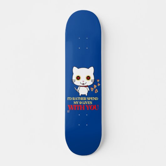 skateboard drôle "CUTE CAT" (Devant)