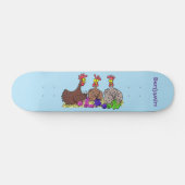 Skateboard Drôle dessin animé de poulets de tricot (Horz)