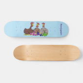 Skateboard Drôle dessin animé de poulets de tricot (Horz)