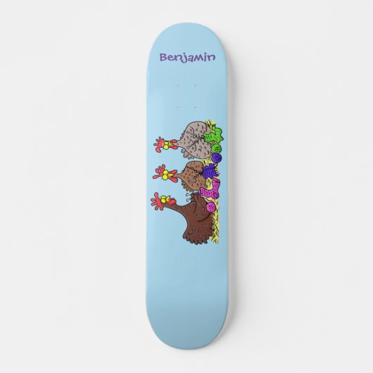 Skateboard Drôle dessin animé de poulets de tricot (Devant)