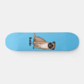 Skateboard Drôle joyeux dessin animé de chien de carlin (Horz)