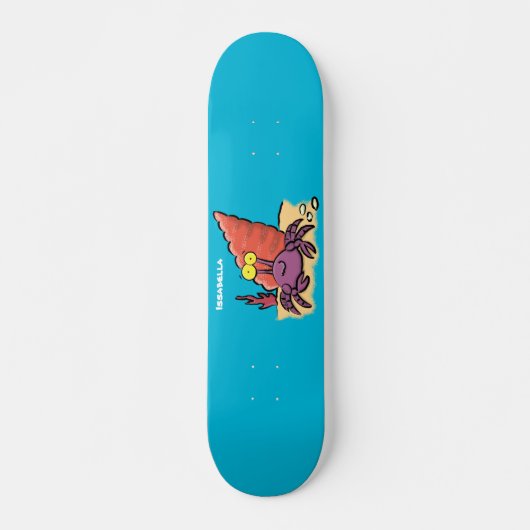 Skateboard Drôle mignon caricature pourpre crabe ermite (Devant)