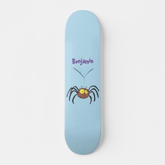 Skateboard Drôle mignon dessin animé d'araignée moelleuse (Devant)