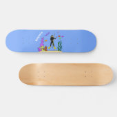 Skateboard Drôle plongeur et poisson mer créatures dessin ani (Horz)