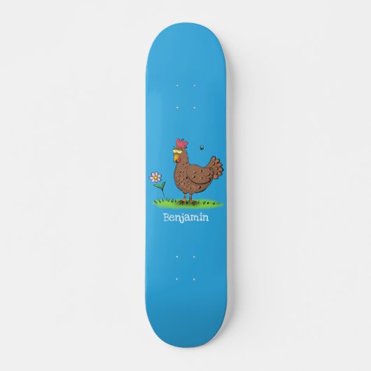 Skateboard Drôle poulet rustique whimsical dessin animé (Devant)