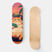 Skateboard Drôle Rétro Vacances de chats d'été (Recto)