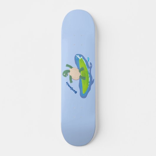Skateboard Drôle tortue vague de surf dessin animé (Devant)