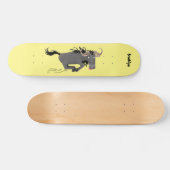 Skateboard Drôle wildebeest tourner dessin animé illustration (Horz)