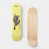 Skateboard Drôle wildebeest tourner dessin animé illustration (Recto)