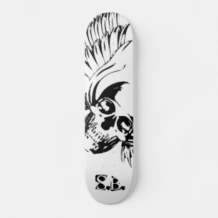 Skateboard du crâne à ailes graphiques.