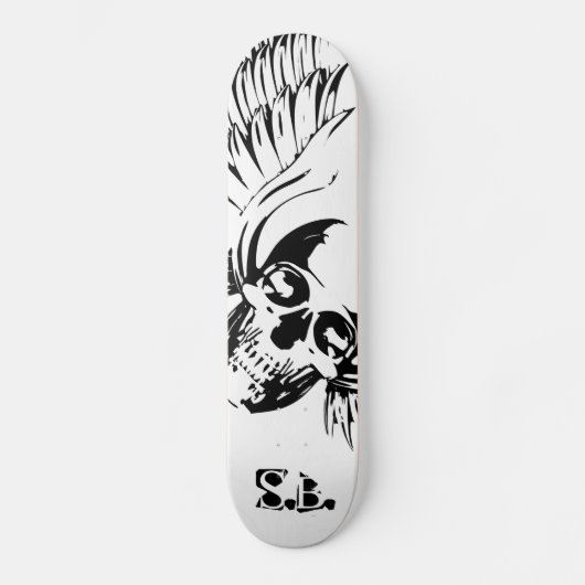 Skateboard du crâne à ailes graphiques. (Recto)