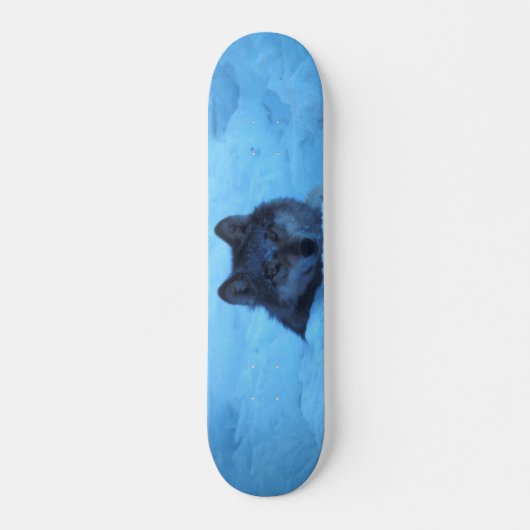 Skateboard du loup de bois de neige bleu (Devant)