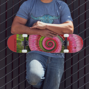 Skateboard Dubman Designs : Fibonacci rose et vert lumineux