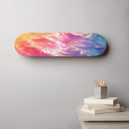 Skateboard Eau de surface arc-en-ciel lumineux (Art mural (Horz))
