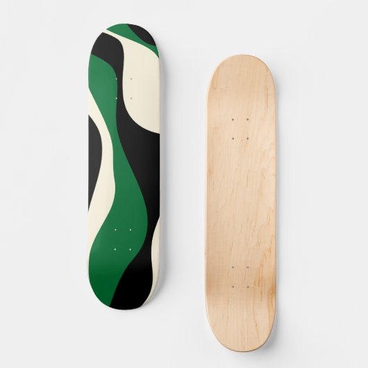 Skateboard Ebb et flux 4 en vert, crème et noir (Recto)