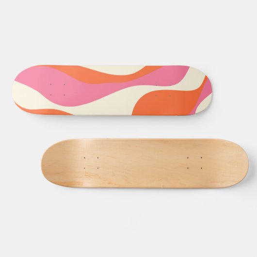 Skateboard Ebb et flux 4 - rose, orange et crème (Horz)