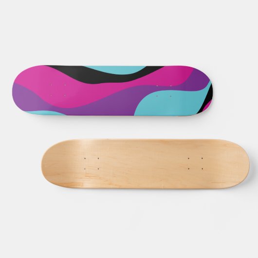 Skateboard Ebb et flux 4 - rose, pourpre, bleu et noir (Horz)