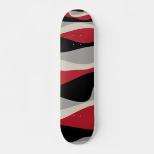 Skateboard Ebb et flux 4 - Rouge, gris, noir et blanc os