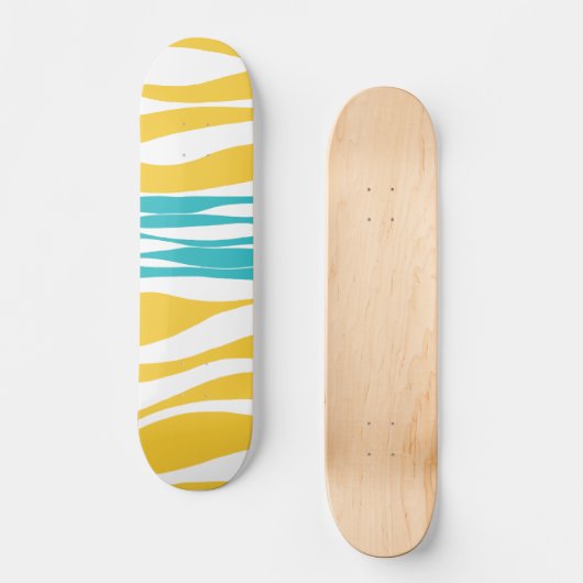 Skateboard Ebb et flux - Turquoise & Jaune (Recto)